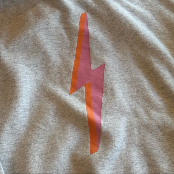 STARFIT Light Grey Oversized Zip Up Hoodie Sweatshirt w/ Lightning Bolt  XL/XXL - Picture 3 of 13